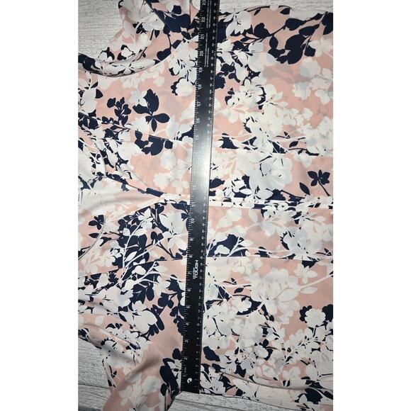 Liz Claiborne Womens Blouse 3/4 Sleeve Floral Pink/Navy PETITE XL Peasant Boho - Picture 7 of 9